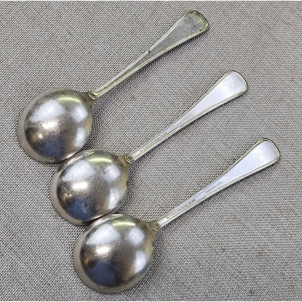 Oneida Wm A Rogers Hotel Plate Bouillon Spoons Set of 3 Silverplate 5.25